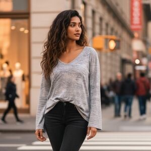 Jean Vass Silver Relaxed Tunic Top Size Large